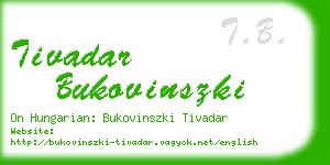 tivadar bukovinszki business card